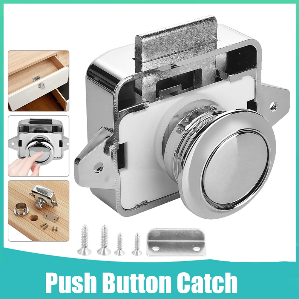 

Push Button Catch Lock Cupboard Door Motorhome Camper Caravan Latch Knob Cabinet Drawer Latch Button Locks Furniture Hardware
