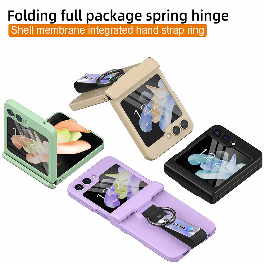 

Spring-hinged Hand Strap Ring Folding Phone Case For Samsung Galaxy Z Flip5 Shell Film Integrated All-inclusive Protective Cover