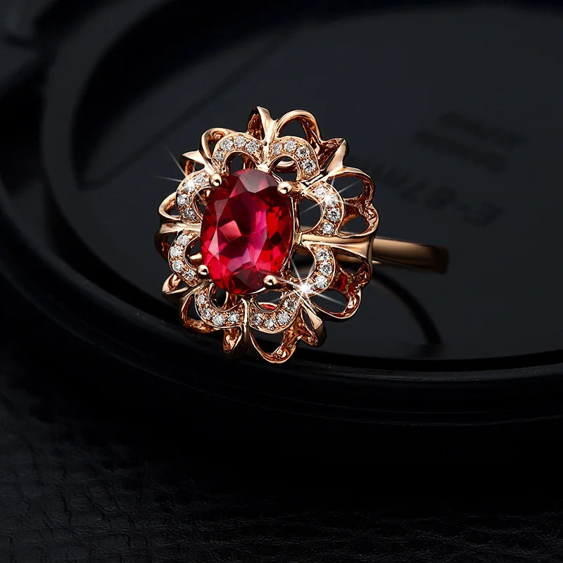 

Ювелирные изделия в европейском и американском стиле, женское кольцо из 18-каратного розового золота с инкрустированными цветными драгоценными камнями, оптовая продажа ювелирных изделий