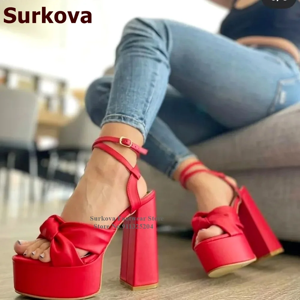 Женские босоножки на массивном каблуке Surkova, красные, телесные босоножки с бантом-бабочкой, классические туфли на высокой платформе, размеры 46, для лета
Женские босоножки на массивном каблуке Surkova, красные, телесные босоножки с бантом-бабочкой, классические туфли на высокой платформе, размеры 46, для лета