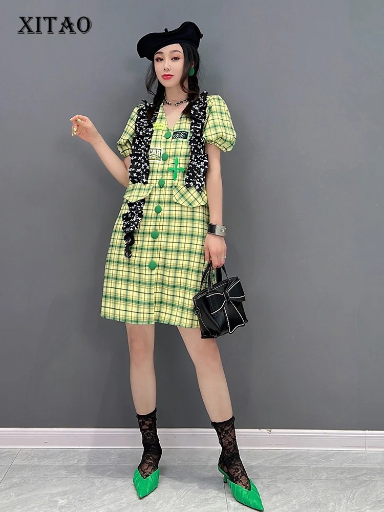 XITAO Plaid Women Dress Fashion Single Breast Half Sleeve Small Fresh Casual Style 2022 Summer Elegant Loose Dress ZY7050
XITAO Plaid Women Dress Fashion Single Breast Half Sleeve Small Fresh Casual Style 2022 Summer Elegant Loose Dress ZY7050