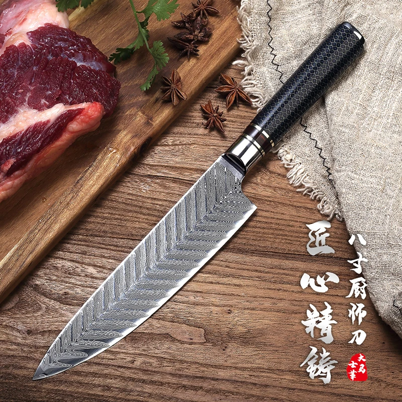 

Damascus Steel Western Style 8 "Chef's Knife Sushi Cuisine Yusheng Knife VG10 Meat slicing Sashimi Knife