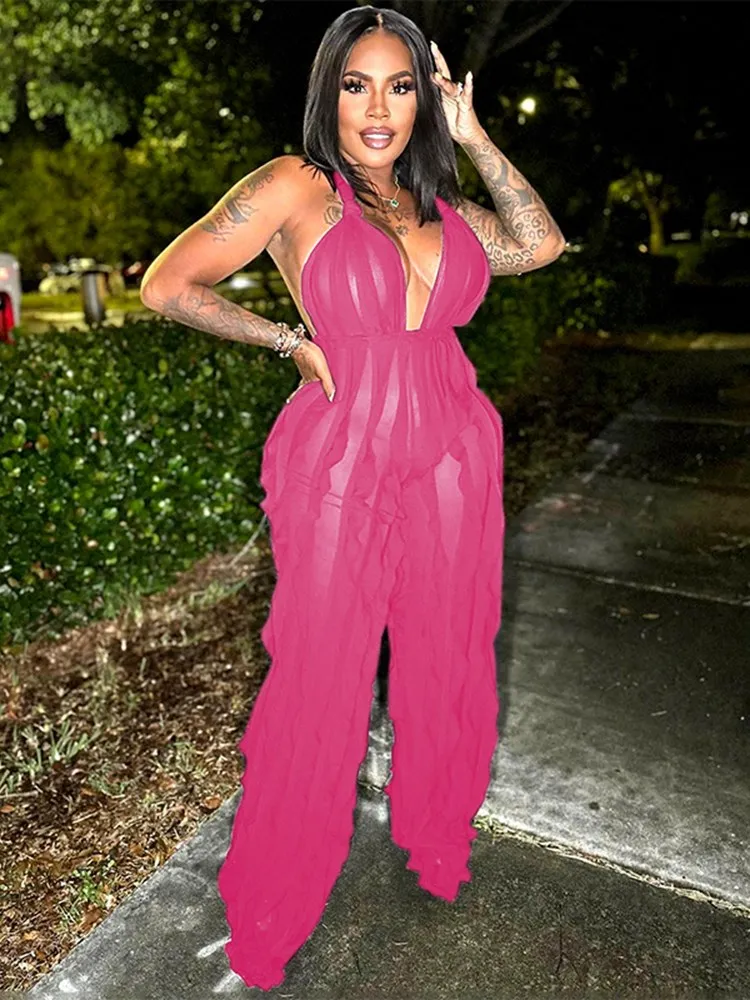 Weird Puss Wavy Ruffles Women Halter Jumpsuit Backless Bandage Low Chest Sleeveless One Pieces Daily Club High Street Partywear
Weird Puss Wavy Ruffles Women Halter Jumpsuit Backless Bandage Low Chest Sleeveless One Pieces Daily Club High Street Partywear