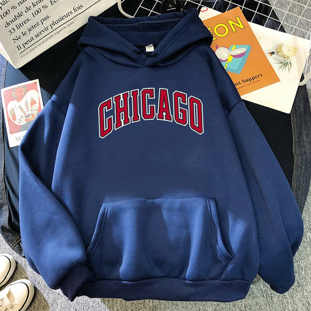 

American City Chicago Printed Man Hoodie Street Hip Hop Crewneck Sweatshirt Casual Fashion Long Sleeves Autumn Male Tracksuits