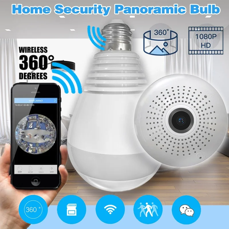 Mini IP Camera 360 Degree LED Light 1080P Wireless Panoramic Home Security Security WiFi CCTV Fisheye Bulb Lamp Two Ways Audio
Mini IP Camera 360 Degree LED Light 1080P Wireless Panoramic Home Security Security WiFi CCTV Fisheye Bulb Lamp Two Ways Audio