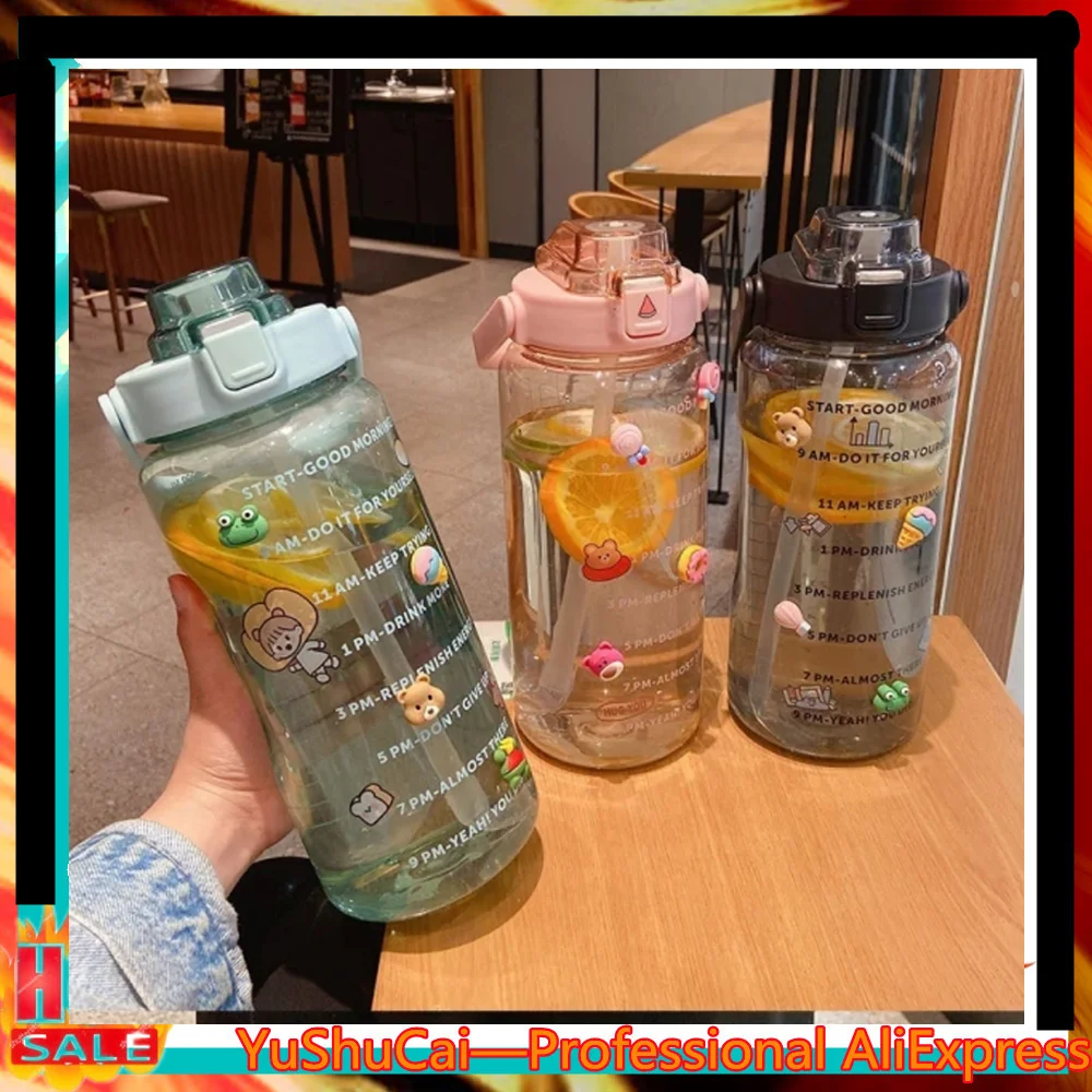 2 Liter Water Bottle Large Portable Travel Bottles Sport One-touch opening for girl gift
2 Liter Water Bottle Large Portable Travel Bottles Sport One-touch opening for girl gift