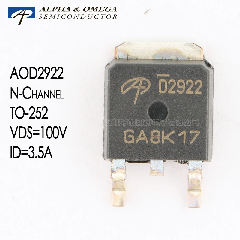 AOD2922 MOS N Channel 100V3.5A TO-252 Diodes Field-Effect Transistor MOSFET Original D2922 5pcs
AOD2922 MOS N Channel 100V3.5A TO-252 Diodes Field-Effect Transistor MOSFET Original D2922 5pcs