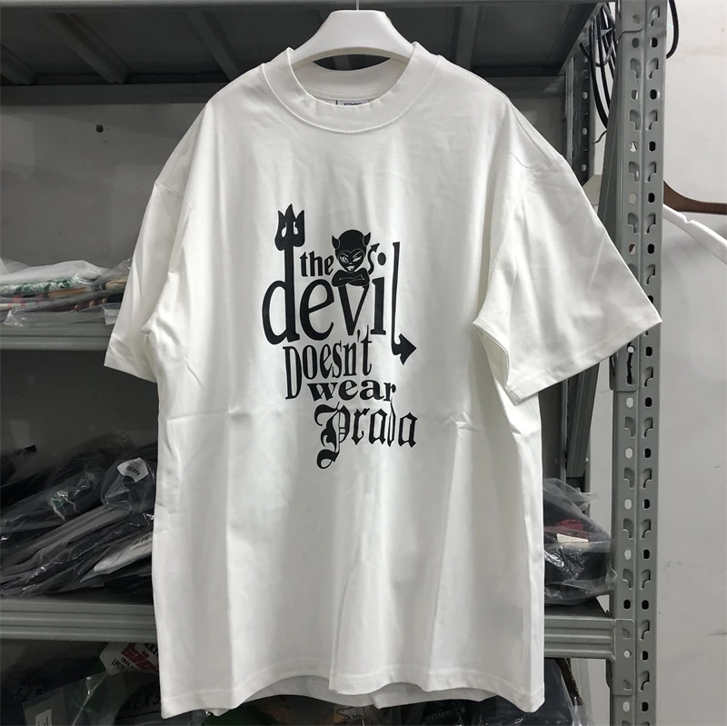 

23SS Streetwear Devil Does Vetements T-Shirt Men Women 1:1 Best Quality Oversize Casual Black White T Shirt Tops Tee