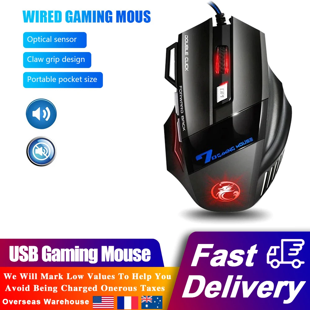 Ergonomic Wired Gaming Mouse Mute LED 5500 DPI USB Computer Phonic Mouse RGB X7 For PC Laptop With Backlight Cable USB Mice
Ergonomic Wired Gaming Mouse Mute LED 5500 DPI USB Computer Phonic Mouse RGB X7 For PC Laptop With Backlight Cable USB Mice