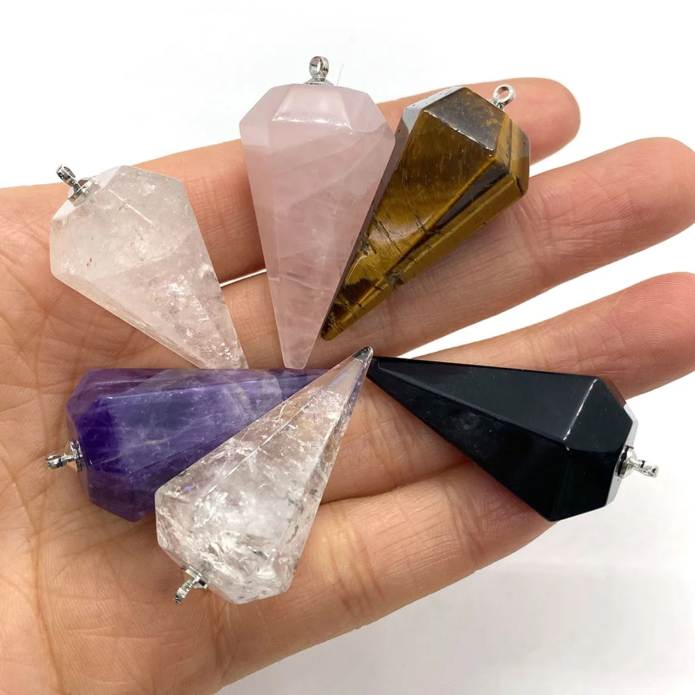Natural Stone Conical Stone Faceted Pendant Tiger's Eye Quartz Agate Healing Stone Necklace Fashion Accessories for Men Women
Natural Stone Conical Stone Faceted Pendant Tiger's Eye Quartz Agate Healing Stone Necklace Fashion Accessories for Men Women