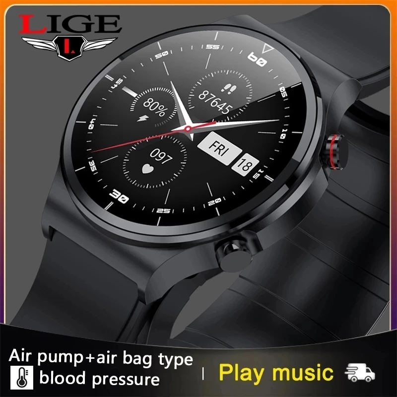 LIGE 2022 Air Pump Air Bag Type Blood Pressure Smart Watch Men Full Touch Screen Temperature Heart Rate Monitor Sport Smartwatch
LIGE 2022 Air Pump Air Bag Type Blood Pressure Smart Watch Men Full Touch Screen Temperature Heart Rate Monitor Sport Smartwatch