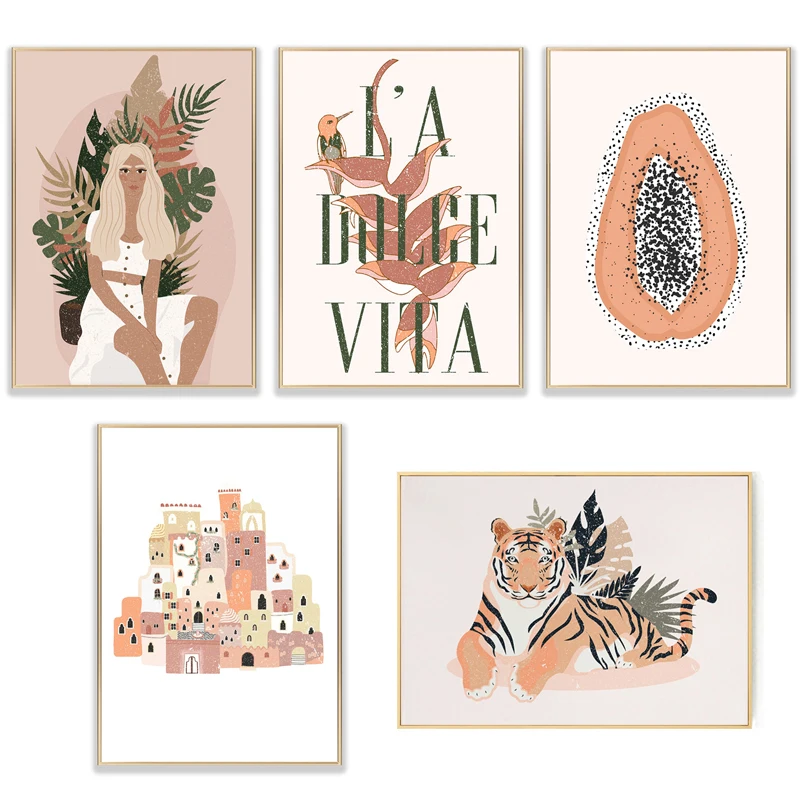 Bohemia Art Canvas Posters Abstract Leaves Girl Pawpaw Tiger Wall Paintings Print Bohemia Decoration Picture for Living Room
Bohemia Art Canvas Posters Abstract Leaves Girl Pawpaw Tiger Wall Paintings Print Bohemia Decoration Picture for Living Room
