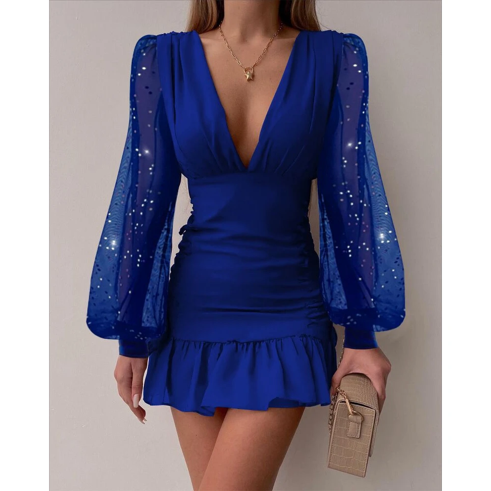 Женское облегающее платье с блестками и оборками на подоле, новинка весны 2022, женское платье мини в стиле бохо с глубоким V-образным вырезом ...
Женское облегающее платье с блестками и оборками на подоле, новинка весны 2022, женское платье мини в стиле бохо с глубоким V-образным вырезом ...