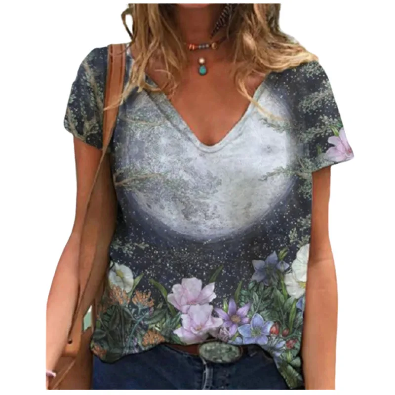 Women Floral Print T Shirts Fashion Short Sleeve V-Neck Casual Loose Tops Ladies Summer Plus Size Cotton Shirt 2021 New Clothes
Women Floral Print T Shirts Fashion Short Sleeve V-Neck Casual Loose Tops Ladies Summer Plus Size Cotton Shirt 2021 New Clothes