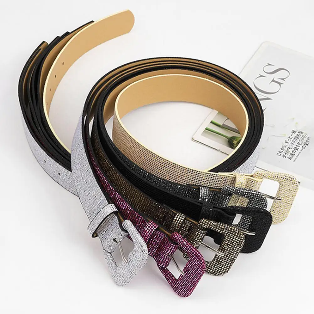 Women Waist Belt Shining Sequin Buckle Adjustable Match Clothes Small Holes Anti-break Vintage Belt Clothes
Women Waist Belt Shining Sequin Buckle Adjustable Match Clothes Small Holes Anti-break Vintage Belt Clothes