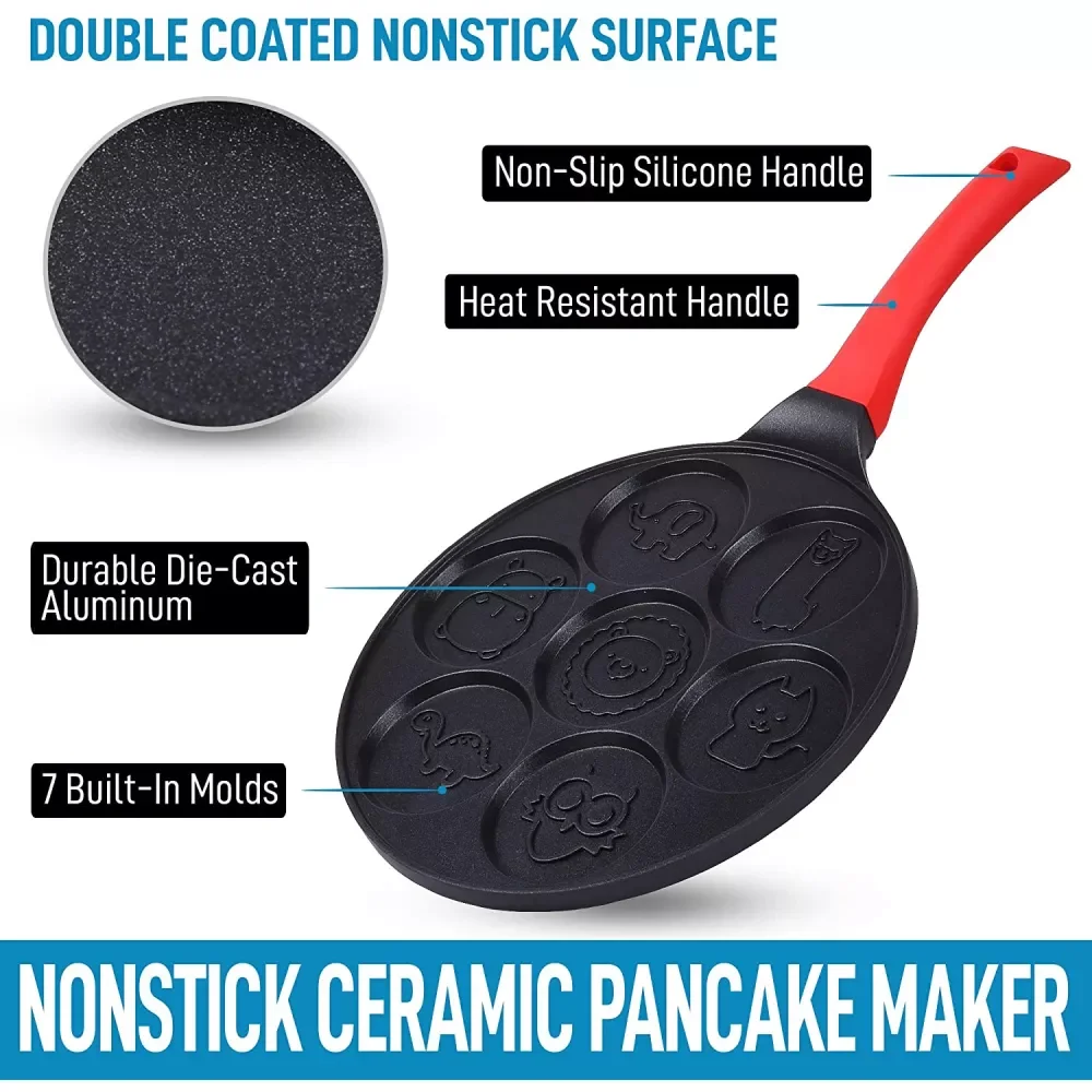 Seven-hole Breakfast Frying Pan Animal Face Design Multi-function Wheel Pancake Pan Small Egg Dumpling Non-stick Frying Mould
Seven-hole Breakfast Frying Pan Animal Face Design Multi-function Wheel Pancake Pan Small Egg Dumpling Non-stick Frying Mould
