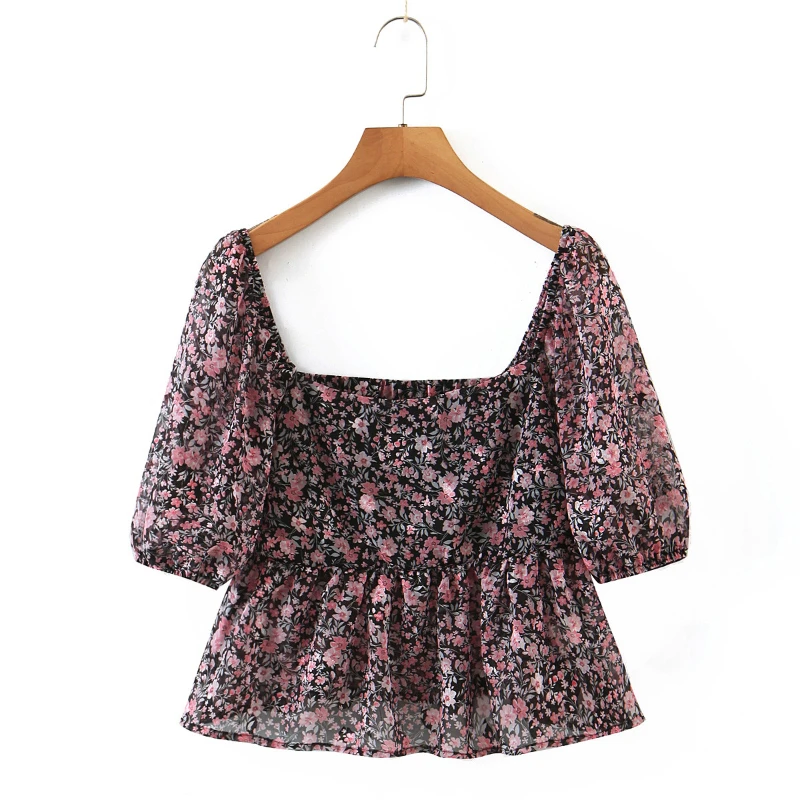 2022 Fashion Sexy Summer New Ladies Chiffon Backless Print Pink Bubble Short Sleeve Shirt Square Collar Elastic Waist Top
2022 Fashion Sexy Summer New Ladies Chiffon Backless Print Pink Bubble Short Sleeve Shirt Square Collar Elastic Waist Top