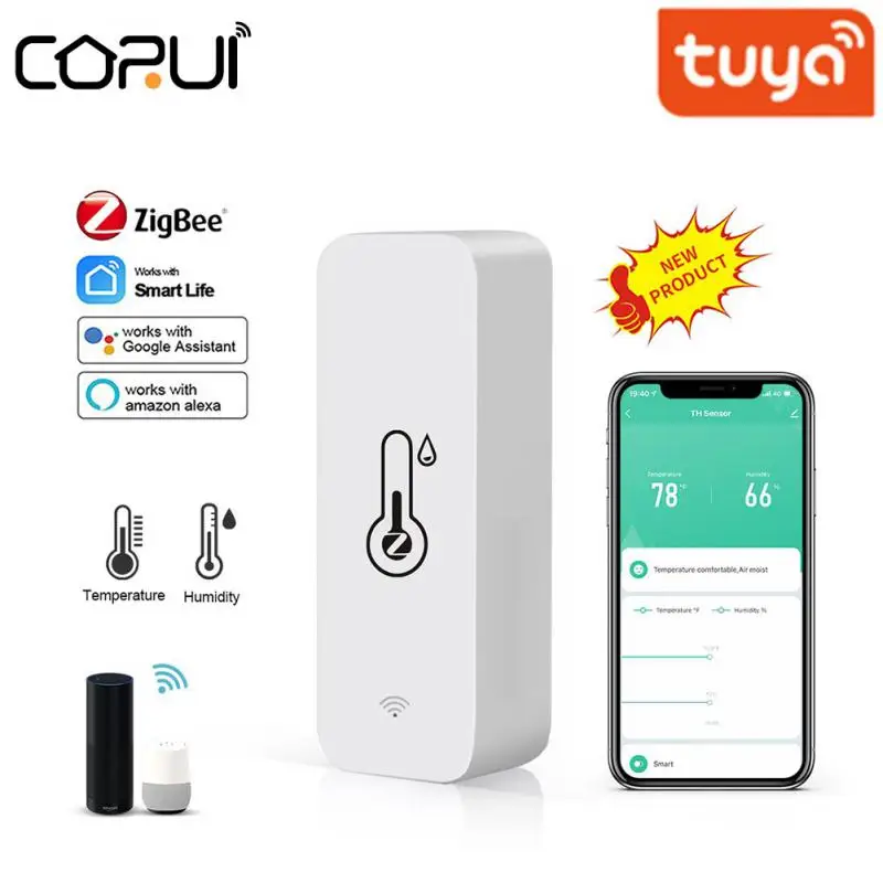 CORUI Tuya ZigBee/WIFI Smart Temperature And Humidity Sensor Battery Powered Smart Home Security Work With Alexa Google Home
CORUI Tuya ZigBee/WIFI Smart Temperature And Humidity Sensor Battery Powered Smart Home Security Work With Alexa Google Home