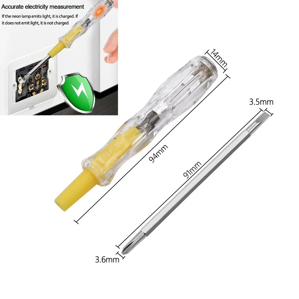 100-500V Double Head LED Electric Tester Pen Slotted Screwdriver Multifunctional Test Pencil For Circuit Surveying
100-500V Double Head LED Electric Tester Pen Slotted Screwdriver Multifunctional Test Pencil For Circuit Surveying