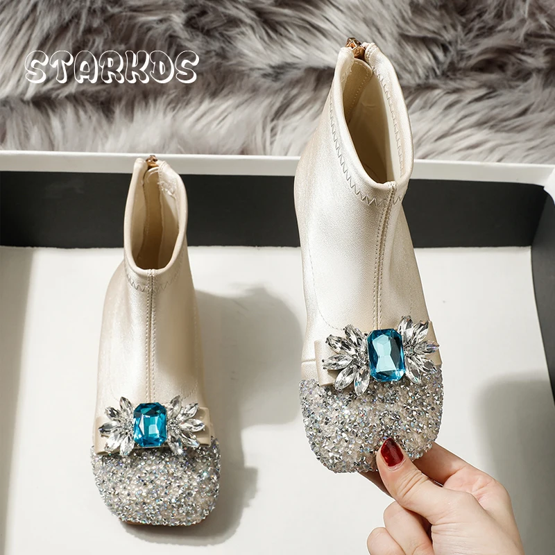 Girls Princss Boots Luxury Ice Blue Crystal Buckle Short Booties Child Winter Warm Plush Fashion Ankle Botas
Girls Princss Boots Luxury Ice Blue Crystal Buckle Short Booties Child Winter Warm Plush Fashion Ankle Botas