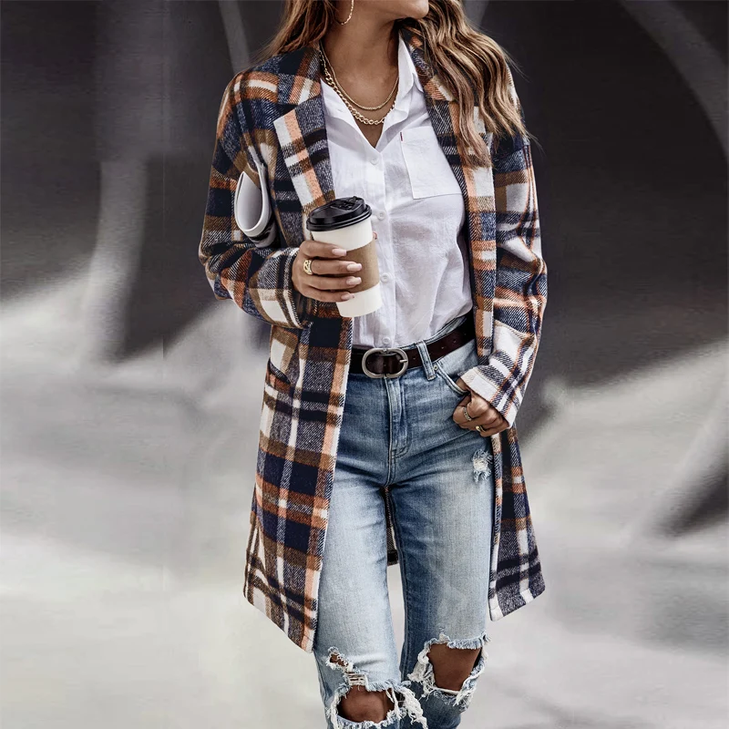 Fashion Plaid Print Midi Jackets Women Autumn Long Sleeve Lapel Button Cardigan Outerwear Overcoat Ladies Elegant Commuter Coats
Fashion Plaid Print Midi Jackets Women Autumn Long Sleeve Lapel Button Cardigan Outerwear Overcoat Ladies Elegant Commuter Coats