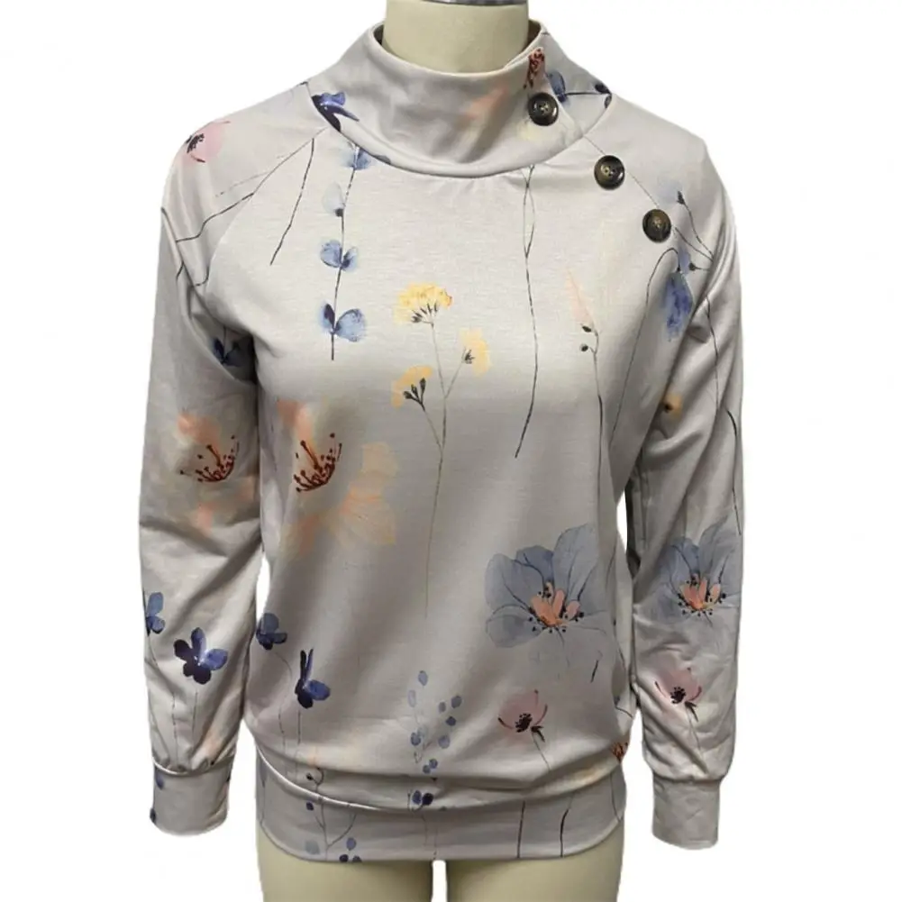 Long Sleeves Sweatshirt Floral Print Stand Collar Button Decor Sweatshirt Stylish Women's Top for Casual Autumn Fashion Soft 
Long Sleeves Sweatshirt Floral Print Stand Collar Button Decor Sweatshirt Stylish Women's Top for Casual Autumn Fashion Soft