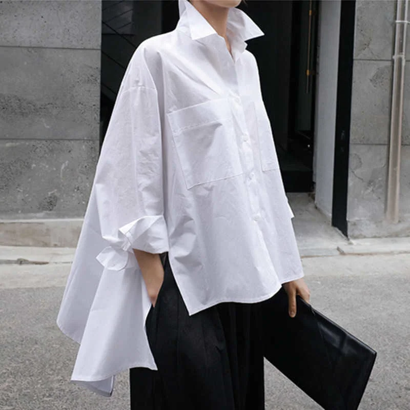 Fashion Tide Street 2022 New Spring Autumn Lapel Long Sleeve White Back Long Loose Irregular Shirt Women Oversized Blouse
Fashion Tide Street 2022 New Spring Autumn Lapel Long Sleeve White Back Long Loose Irregular Shirt Women Oversized Blouse