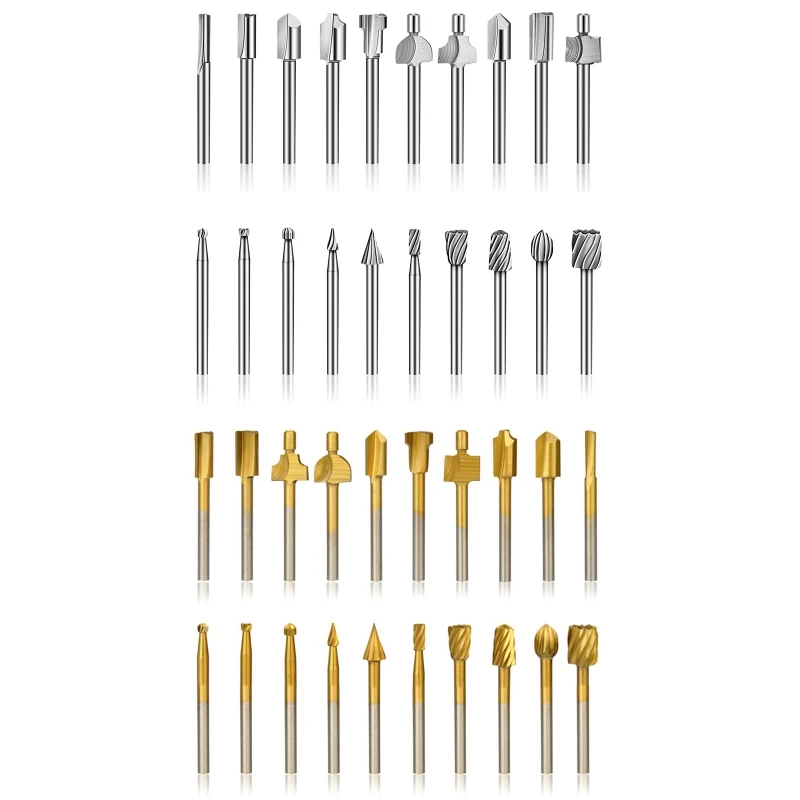 N0HB 10Pcs Multifunctional HSS Router Engraving Bits 10Pcs Router Bit Set 1/8"(3mm) Shank for DIY Woodworking Carving 
N0HB 10Pcs Multifunctional HSS Router Engraving Bits 10Pcs Router Bit Set 1/8"(3mm) Shank for DIY Woodworking Carving