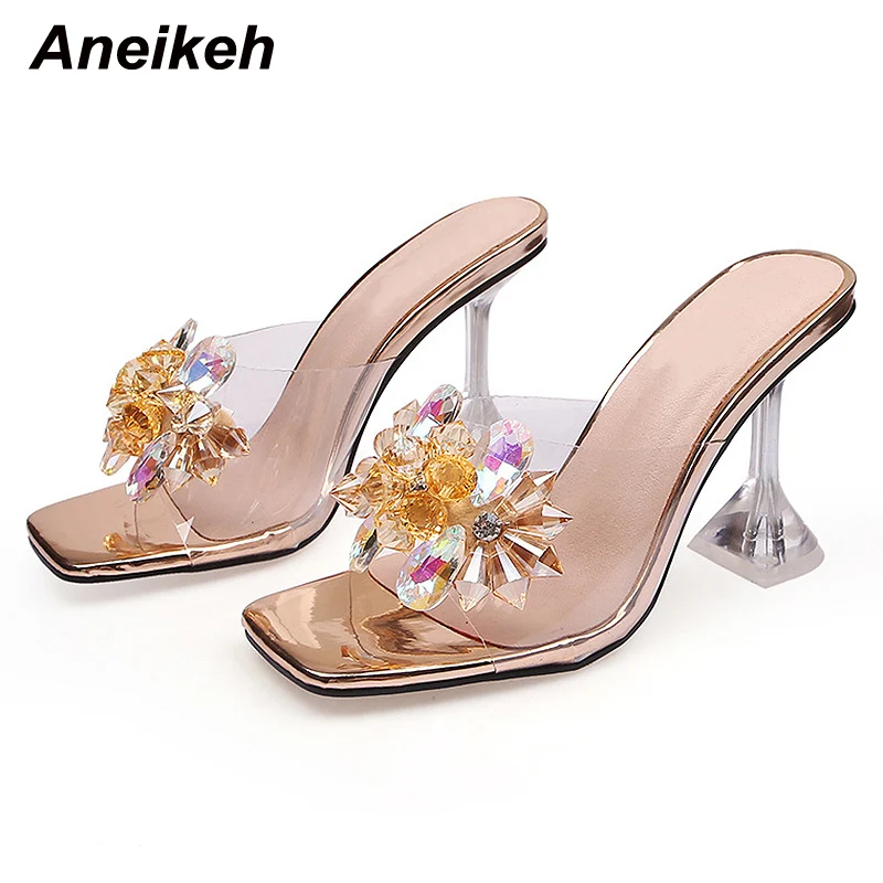 Aneikeh Shoe For Women Summer Sexy High Heel Square Open Toe Fashion PVC Crystal Flower Decoration Outdoor Party Slippers Sandal
Aneikeh Shoe For Women Summer Sexy High Heel Square Open Toe Fashion PVC Crystal Flower Decoration Outdoor Party Slippers Sandal