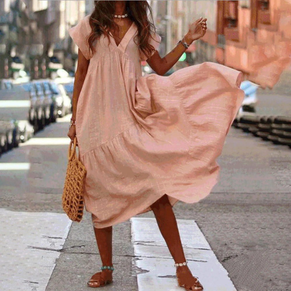 Women Casual Summer Dress 5XL V-Neck Short Sleeve Loose Over Size A-Line Maxi Dresses 2023 Fashion Ruffles Woman Dress Long Robe
Women Casual Summer Dress 5XL V-Neck Short Sleeve Loose Over Size A-Line Maxi Dresses 2023 Fashion Ruffles Woman Dress Long Robe