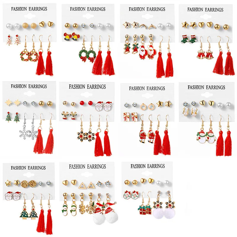 6 Pairs/Set New Design Trendy Xmas Tree Red Tassel Elk Snowman Santa Claus Earrings Hot Sale Christmas Gifts For Women Girls
6 Pairs/Set New Design Trendy Xmas Tree Red Tassel Elk Snowman Santa Claus Earrings Hot Sale Christmas Gifts For Women Girls