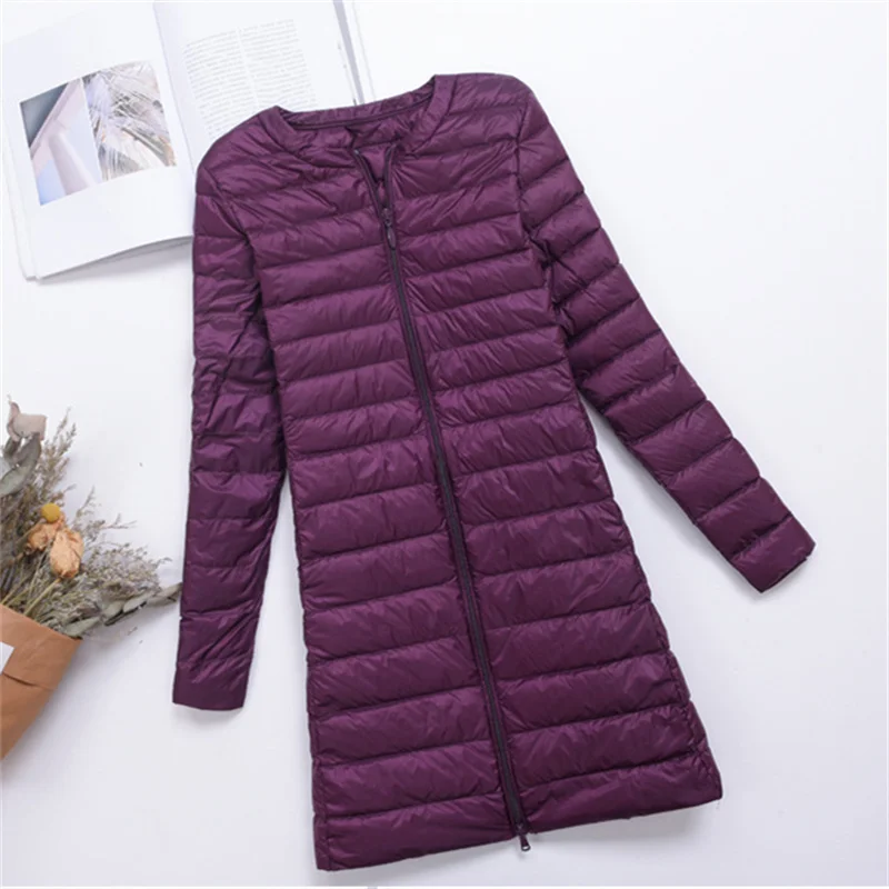 

2023 Autumn Winter Women Ultra Light White Duck Down Coat BigSize Down Parkas Ladies Slim Midi Long Warm Puffer Jacket Outwears