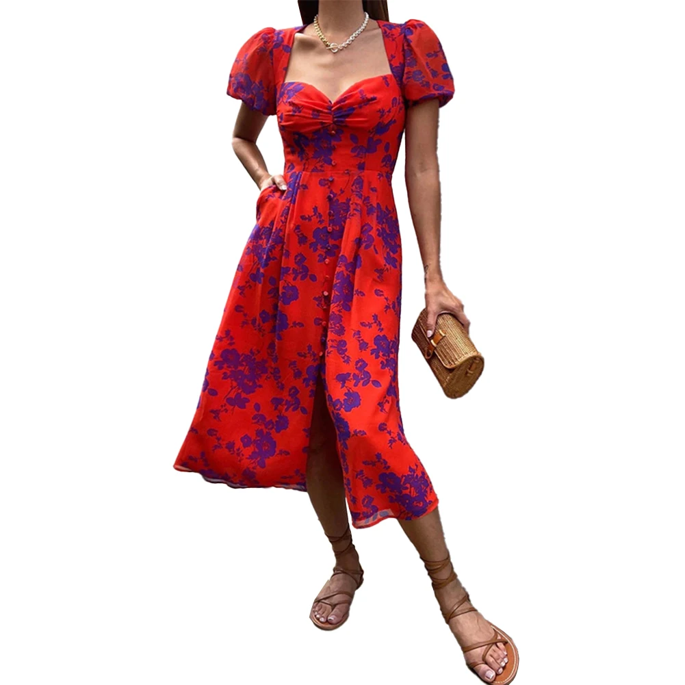 Women Summer Floral Print Bohemian Beach Sundress Short Sleeve Casual V Neck Beach Long Maxi Dress Sexy Slit Party Dress
Women Summer Floral Print Bohemian Beach Sundress Short Sleeve Casual V Neck Beach Long Maxi Dress Sexy Slit Party Dress