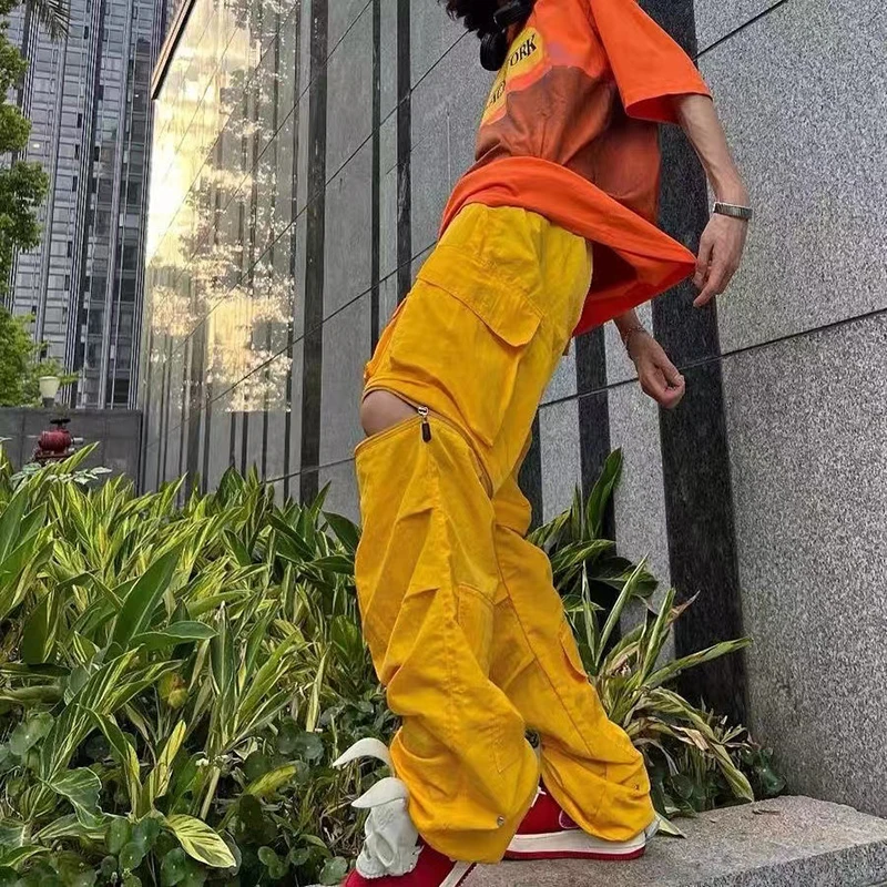 Solid Color Knee Detachable Multi-pockets Cargo Pants Woman Elastic Waist Straight Casual Trousers Loose Streetwear Overalls
Solid Color Knee Detachable Multi-pockets Cargo Pants Woman Elastic Waist Straight Casual Trousers Loose Streetwear Overalls