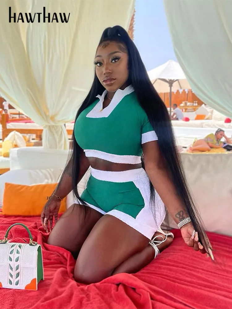 Hawthaw Women 2023 Summer Short Sleeve Crop Tops Shorts Pants Two Piece Matching Sets Outfits Wholesale Items For Business
Hawthaw Women 2023 Summer Short Sleeve Crop Tops Shorts Pants Two Piece Matching Sets Outfits Wholesale Items For Business