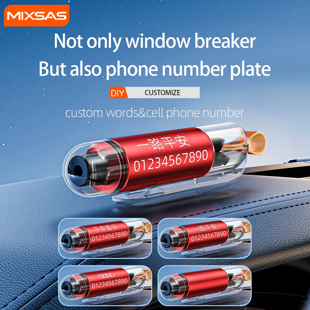 

Portable Car Window Breaker 016 Mini Emergency Tool Auto Safety Hammer Seat Belt Cutter Life-Saving Escape Accessories Keychain