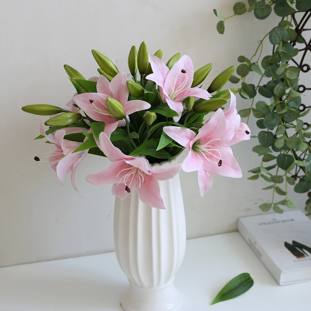 38/80cm 3 Heads Artificial Lily Flowers Wedding Bridal Fake Flower Bouquet White Lily Plants For Christmas Home Party Decor
38/80cm 3 Heads Artificial Lily Flowers Wedding Bridal Fake Flower Bouquet White Lily Plants For Christmas Home Party Decor