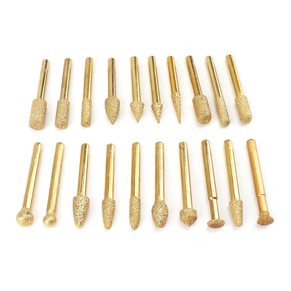 20Pcs Brazed Diamond Grinding Head Kit Gold 6mm Shank Diamond Burrs Stone Engraving Power Tools Grinding Head
20Pcs Brazed Diamond Grinding Head Kit Gold 6mm Shank Diamond Burrs Stone Engraving Power Tools Grinding Head
