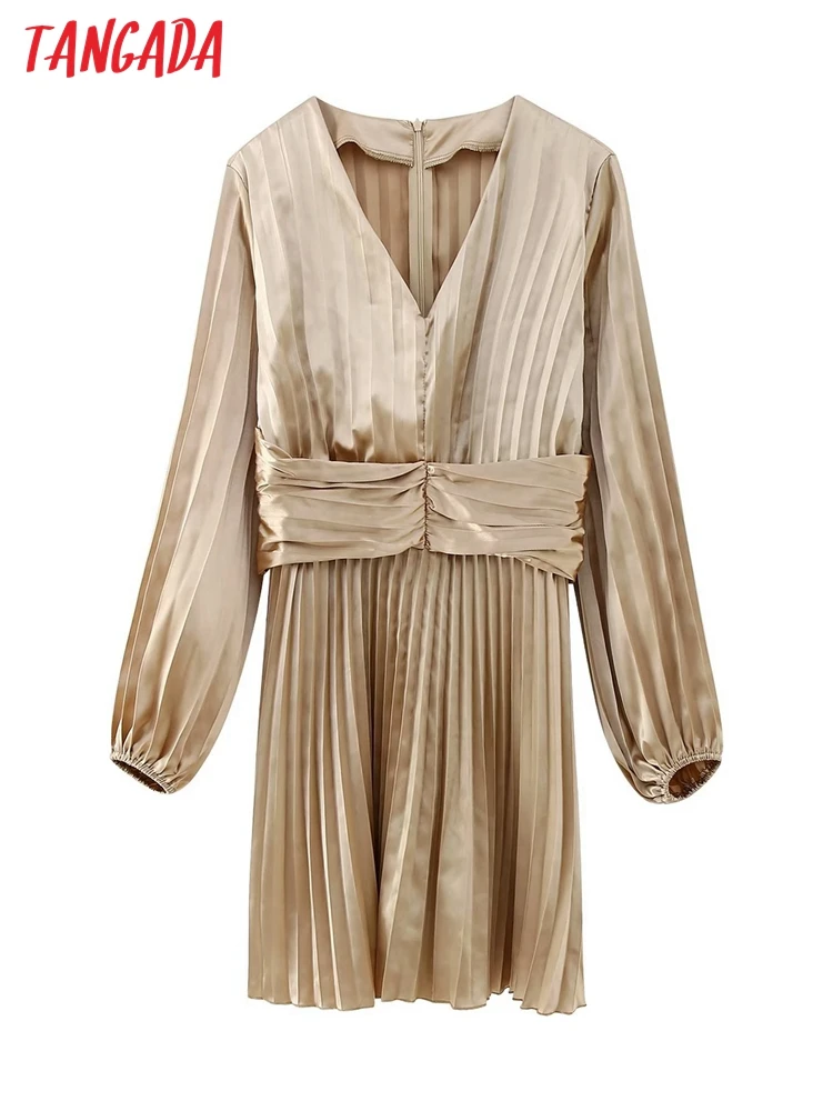 Платье-мини женское золотистое Плиссированное с длинными рукавами-фонариками
Платье-мини женское золотистое Плиссированное с длинными рукавами-фонариками