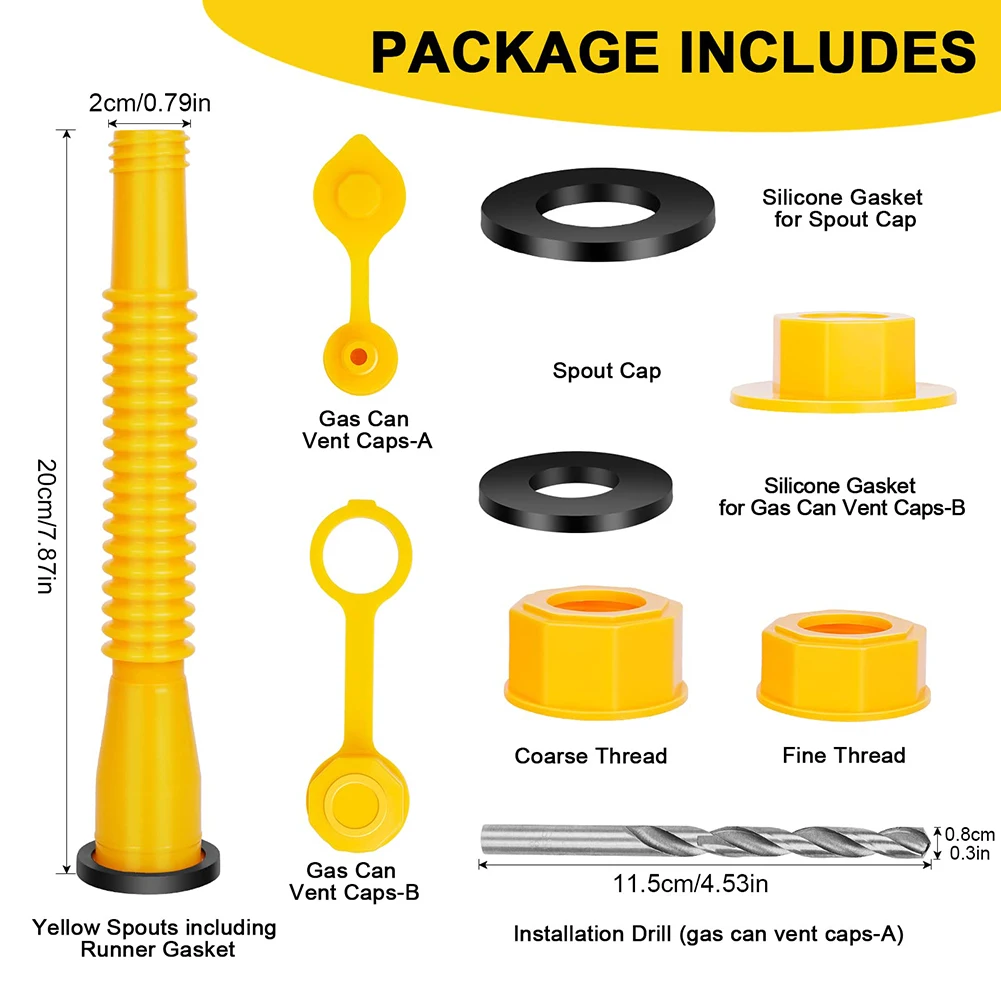 Replacement Gas Tank Nozzle Vent Kit For Plastic Gas Tank Old Style 1 Set + Drill Bits For Refueling Lawncare Equipment
Replacement Gas Tank Nozzle Vent Kit For Plastic Gas Tank Old Style 1 Set + Drill Bits For Refueling Lawncare Equipment