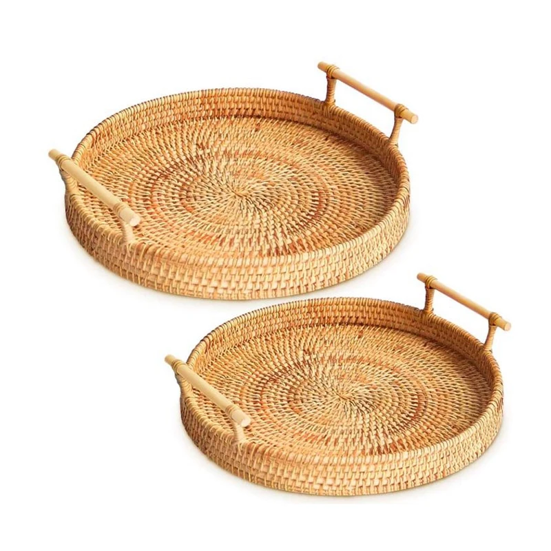 Rattan Round Serving Tray,2 Sizes Hand-Woven Rattan Tray With Handle, Wicker Tray,For Bread,Fruit,Food,Coffee,Breakfast
Rattan Round Serving Tray,2 Sizes Hand-Woven Rattan Tray With Handle, Wicker Tray,For Bread,Fruit,Food,Coffee,Breakfast
