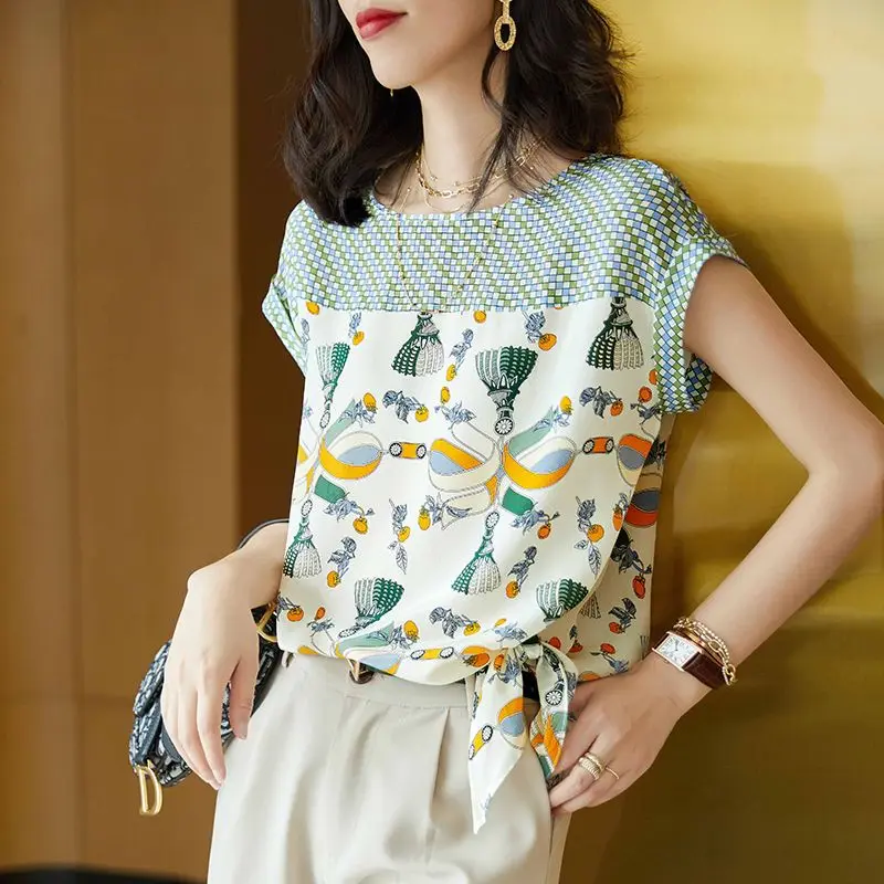 Fashion O-Neck Printed Loose Bandage Irregular Blouse Women Clothing 2023 Summer New Casual Pullovers Office Lady Chiffon Shirt
Fashion O-Neck Printed Loose Bandage Irregular Blouse Women Clothing 2023 Summer New Casual Pullovers Office Lady Chiffon Shirt