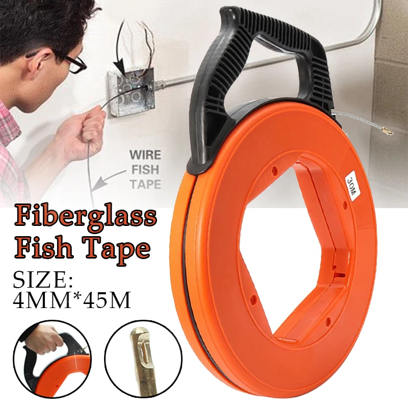 4mm Portable 30-40 Meter Fiberglass Fish Tape Fishing Tool Reel Puller Conduit Duct Rodder Pulling Wire Cable
4mm Portable 30-40 Meter Fiberglass Fish Tape Fishing Tool Reel Puller Conduit Duct Rodder Pulling Wire Cable