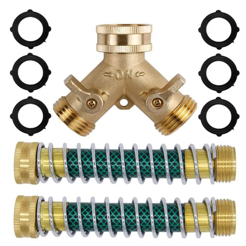 3/4Inch 2-Way Hose Distributor,2-Way Garden Hose Connector,With 2 Garden Hose Coil Spring Protectors & 6 Rubber Washers
3/4Inch 2-Way Hose Distributor,2-Way Garden Hose Connector,With 2 Garden Hose Coil Spring Protectors & 6 Rubber Washers