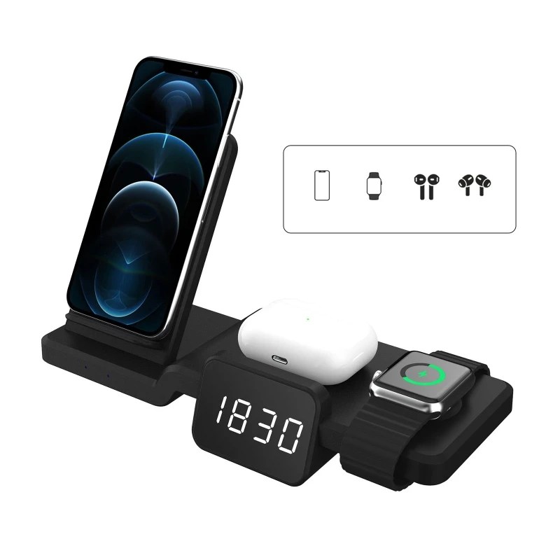 Triple Wireless Charging Stand Fast Charger Station 15W for Smart Wireless Charger Station with for TIME Display Chargin
Triple Wireless Charging Stand Fast Charger Station 15W for Smart Wireless Charger Station with for TIME Display Chargin
