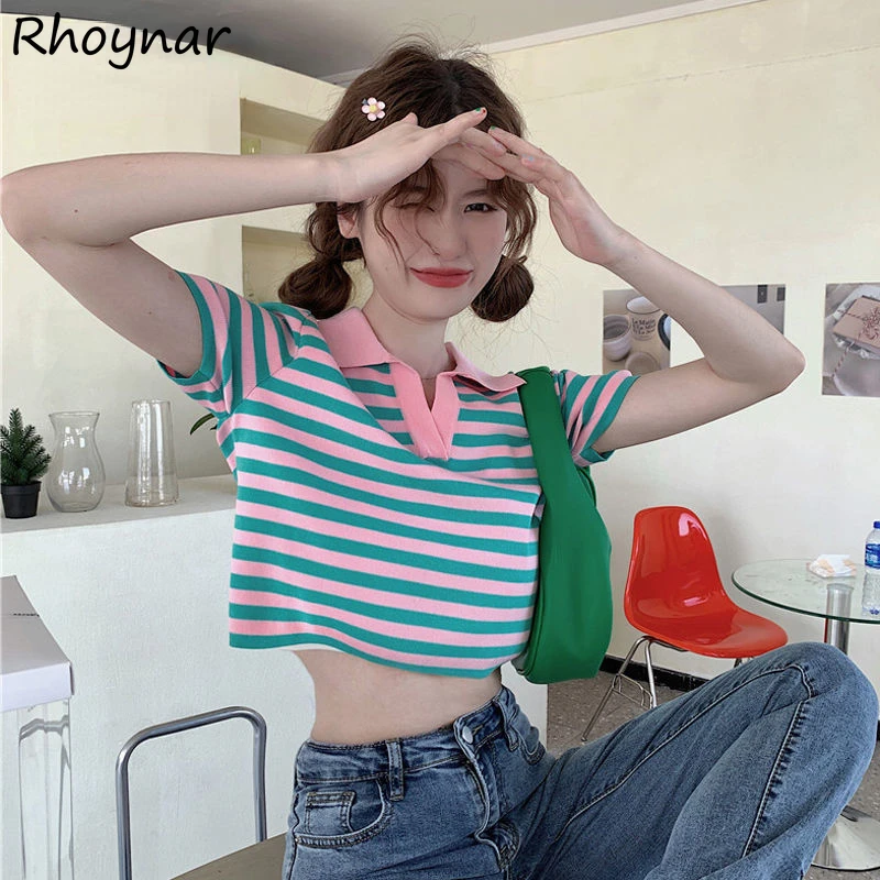 T-shirts Women Loose Crop Tops Sweet Striped Ins Trendy Leisure Short Sleeve Korean Style All-match Summer Tender Cool Young Ins
T-shirts Women Loose Crop Tops Sweet Striped Ins Trendy Leisure Short Sleeve Korean Style All-match Summer Tender Cool Young Ins