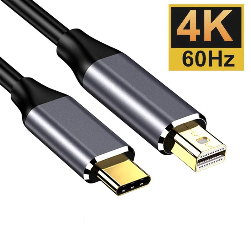 

Кабель-преобразователь USB C Thunderbolt-3 в Mini Displayport, кабель Type-C в Mini DP 4k60Hz, адаптер для Macbook, ПК, ноутбуков, монитора дисплея