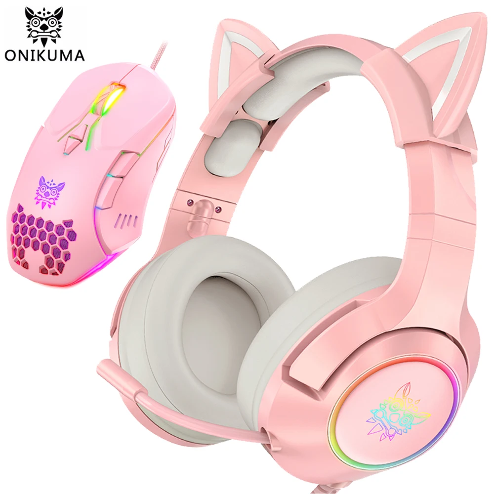 ONIKUMA K9 розовые наушники с кошачьими ушками с микрофоном, Накладные наушники 7,1 ° с RGB-подсветкой, игровая гарнитура проводная для ПК с набором...
ONIKUMA K9 розовые наушники с кошачьими ушками с микрофоном, Накладные наушники 7,1 ° с RGB-подсветкой, игровая гарнитура проводная для ПК с набором...