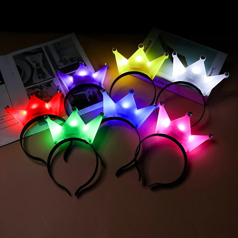 

10Pcs LED Crown Headband Light Up Crowns Hair Hoop Tiaras Flashing Hairband Cosplay Birthday Wedding Princess Party Supplies