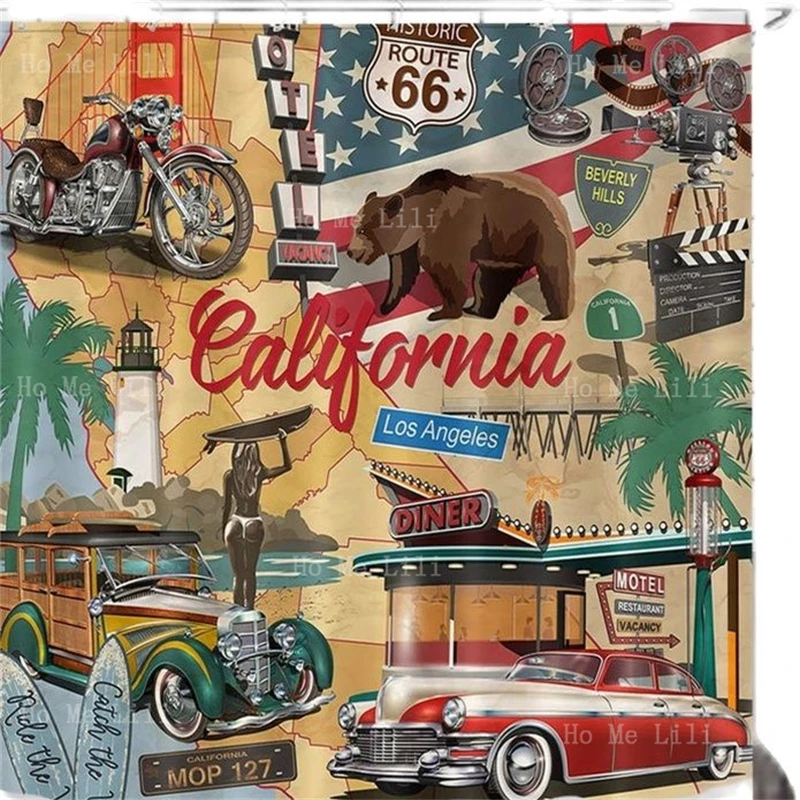 Route 66 Map Vintage Car California Bear Retro Tin Sign Collage Shower Curtain Waterproof Fabric For Home Decoration
Route 66 Map Vintage Car California Bear Retro Tin Sign Collage Shower Curtain Waterproof Fabric For Home Decoration